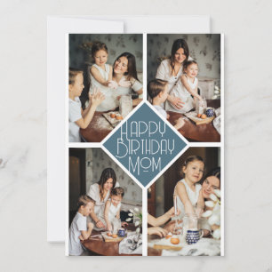 Modern Diamond Collage Happy Birthday Mom Holiday Card