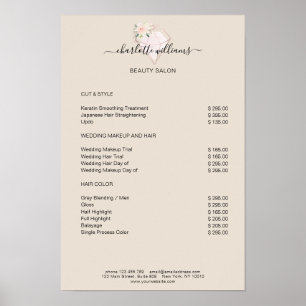 Modern Diamond Flower Price List Poster