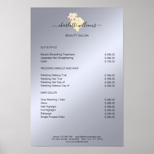 Modern Diamond Flower Price List Poster