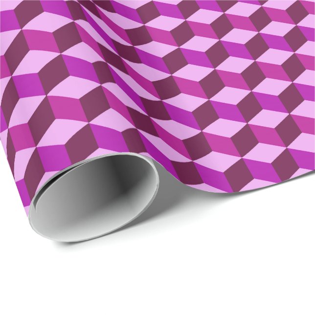 Modern Diamond Grid, Amethyst Purple and Violet Wrapping Paper (Roll Corner)