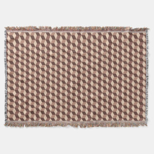 Modern Diamond Grid, Taupe, Brown and Beige Throw Blanket