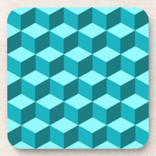 Modern Diamond Grid, Turquoise, Teal and Aqua Coaster