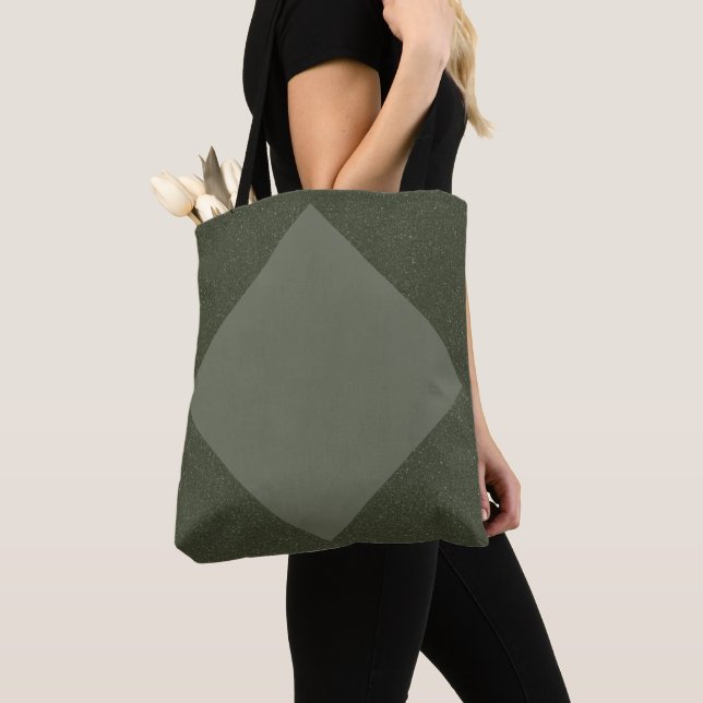 Modern Diamond Moss Green Tote Bag (Close Up)