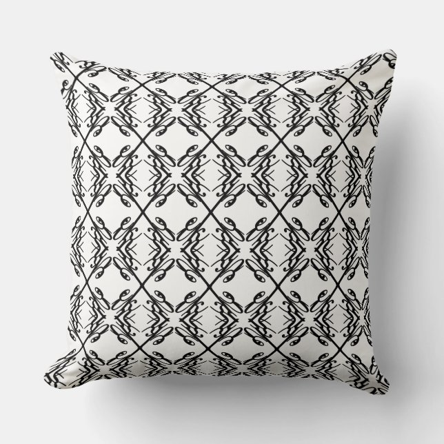 Modern Diamond Pattern in Black and White Throw Pillow (Front)
