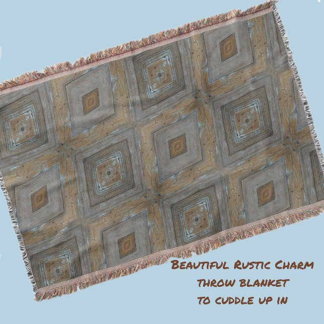 Modern Diamond Pattern Rustic Weathered Woodgrain Throw Blanket (Creator Uploaded)