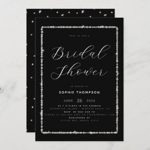 Modern Diamond Sparkle Glitter Frame Bridal Shower Invitation