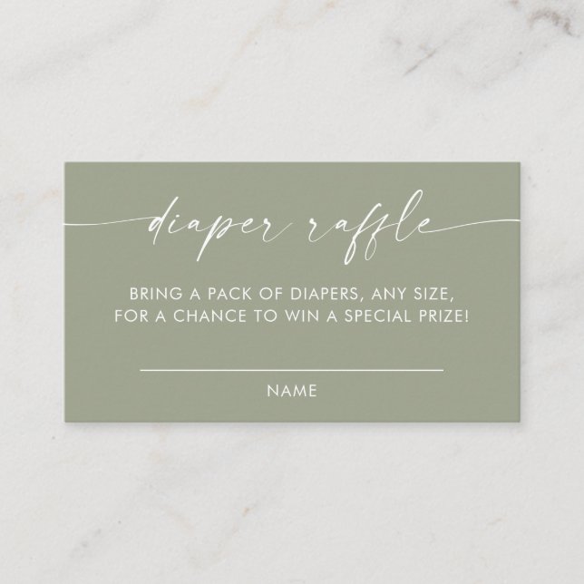 Modern Diaper Raffle Card | Boy Baby Shower Game  (Front)