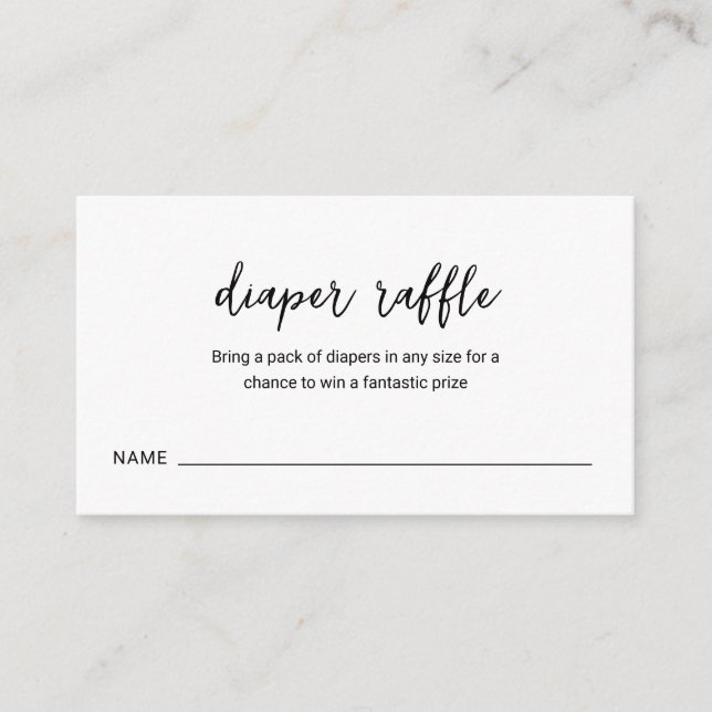 Modern Diaper Raffle Minimal Simple Baby Shower Enclosure Card (Front)