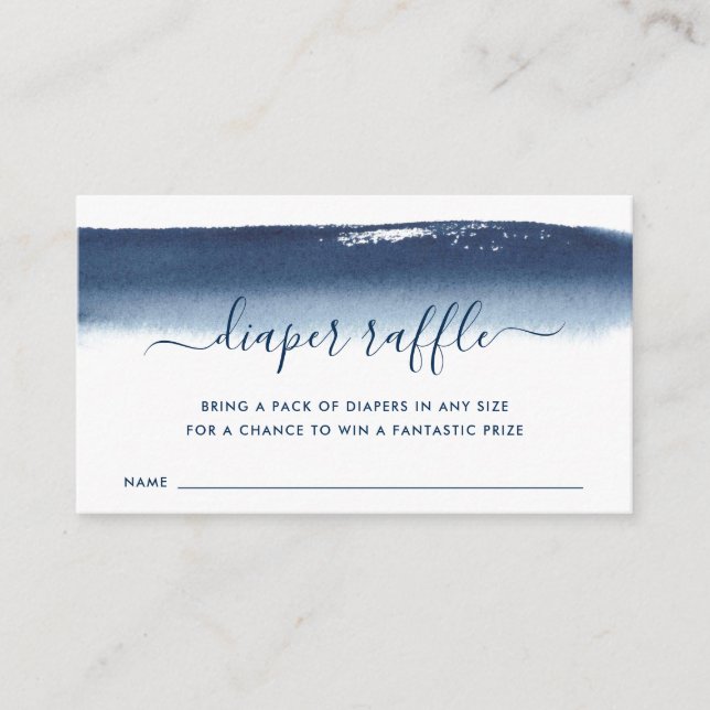 Modern Diaper Raffle Navy Blue Boy Baby Shower Enclosure Card (Front)