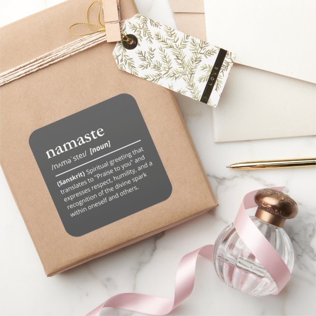 Modern Dictionary Namaste Definition Minimalist Square Sticker (Gifting)