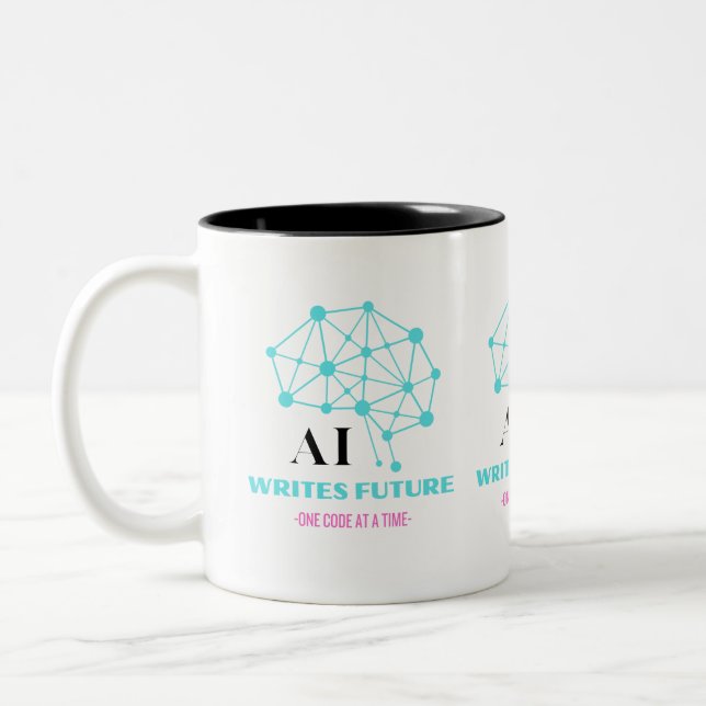 Modern Digital Brain Design - Future of Technology Two-Tone Coffee Mug (Left)