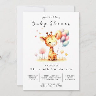 Modern Digital Giraffe Baby Shower Invitation
