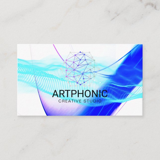 Modern Digital Sound Wave | Artistic Creative Business Card (Front)