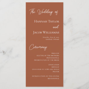 Modern Digital Template Terracotta Wedding Program