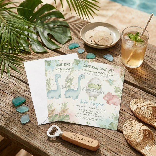 modern Dinosaur Hatching Soon Baby Shower Invitation (Creator Uploaded)