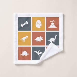 Modern Dinosaur Icon Grid Wash Cloth