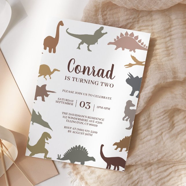 Modern Dinosaur Jurassic Birthday Party Minimalist Invitation (Creator Uploaded)