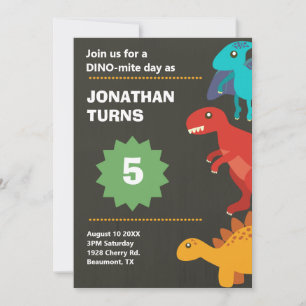 Modern dinosaur kids birthday invitation