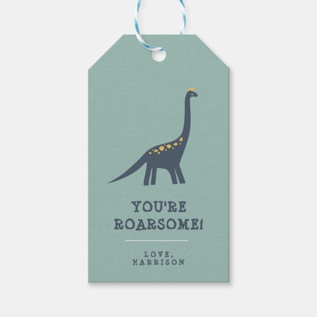 Modern Dinosaur Kids Personalized Gift Tags (Front)