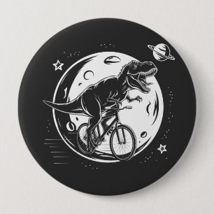 Modern Dinosaur on a Bike In Sky With Moon Funny   4 Inch Round Button