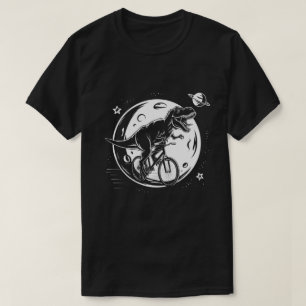 Modern Dinosaur on a Bike In Sky With Moon Funny   T-Shirt
