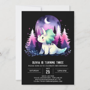 Modern Dinosaur Triceratops Birthday Invitation