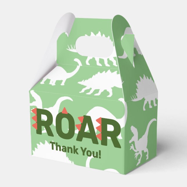 Modern Dinosaurs ROAR Baby Shower Favor Box (Front Side)