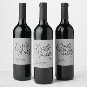Modern Dirty Thirty Personalized Birthday Wine Lab Label
