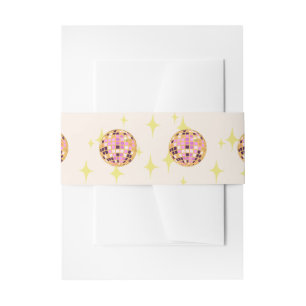 Modern Disco Ball Beige Invitation Belly Band