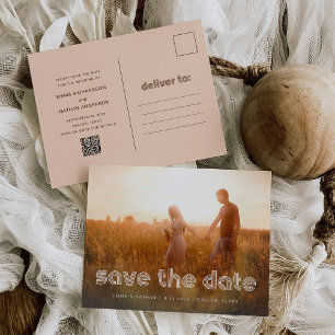 Modern Disco Text   Photo QR Code Save the Date Announcement Postcard