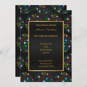 MODERN DISCO THEME BLACK ALL OCCASION INVITATION