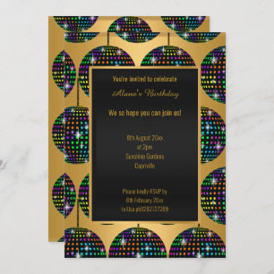 MODERN DISCO THEME GOLD ALL OCCASION INVITATION