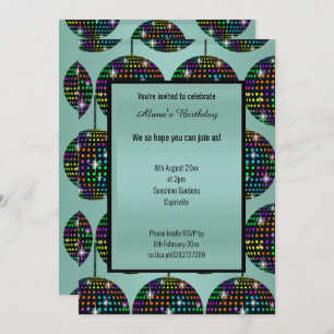 MODERN DISCO THEME GREEN SAGE ALL OCCASION INVITATION