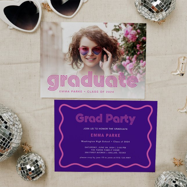 Modern Disco Typography and Photo | Grad Party Announcement (Creator Uploaded)
