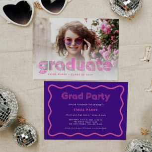 Modern Disco Typography and Photo   Grad Party Announcement