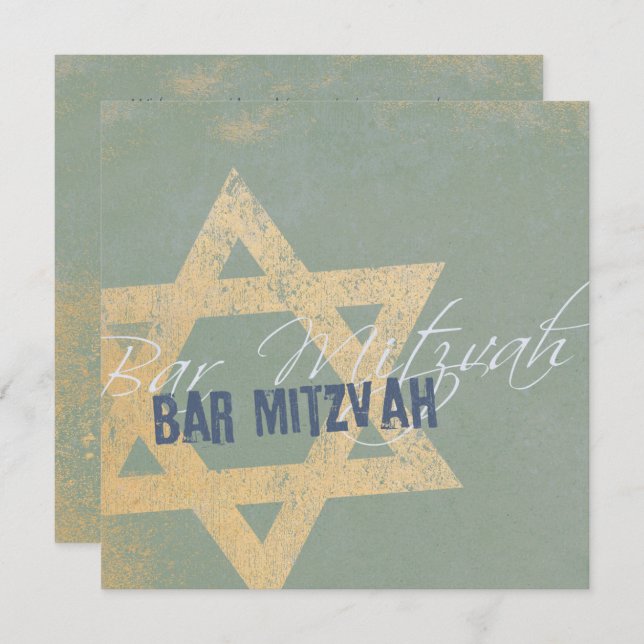 Modern Distressed - Bar Mitzvah Invitation (Front/Back)