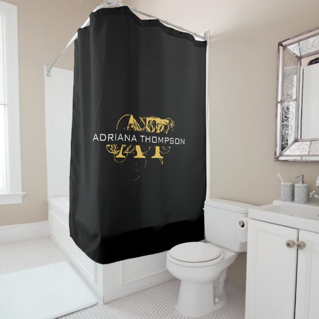 Modern Distressed Black & Gold Monogrammed (In Situ)
