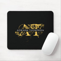Modern Distressed Black & Gold Monogrammed