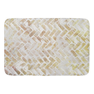 Modern Distressed Gold Pattern - Herringbone Bath Mat