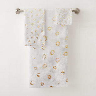 Modern Distressed Gold Pattern - Hollow Dots Bath Towel Set