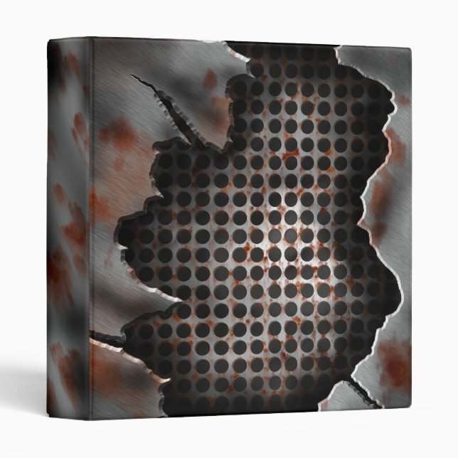 Modern Distressed Metal Rusty Grate Binder (Front/Spine)