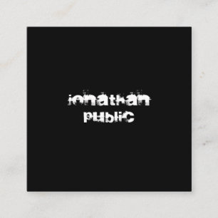 Modern Distressed Text Black White Template B&W Square Business Card