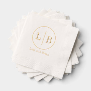 Modern Divider Foil Stamped Wedding Napkins