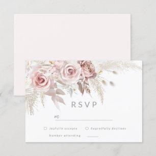Modern Divine Rose Gold Blush Wedding RSVP Card