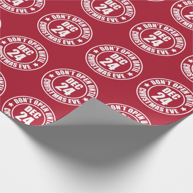 Modern Do NOT Open Until Christmas Even Stamp Wrapping Paper (Corner)