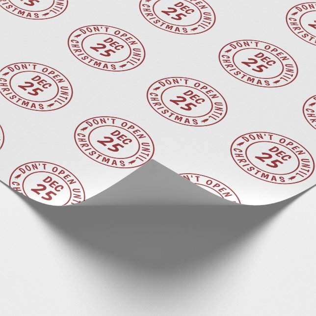 Modern Do NOT Open Until Christmas Stamp Wrapping Paper (Corner)