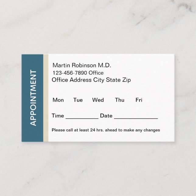 Modern Doctor Office Appointment Cards (Front)