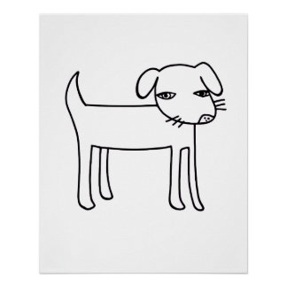 modern dog illustration poster