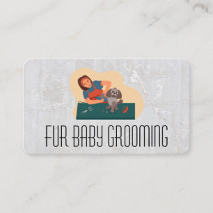 Modern Dog Logo Scissors Pet Care Business Card