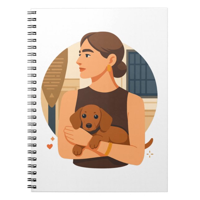 Modern Dog Mom Aesthetic With Cute Puppy Notebook (Front)
